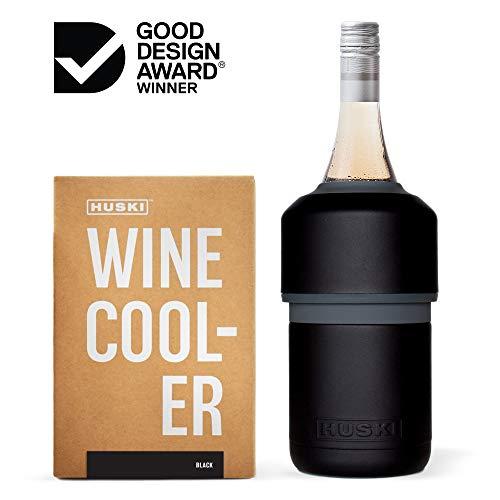 Huski Wine Cooler | Premium Iceless Wine Chiller | Keeps Wine or Champagne Bottle Cold up to 6 Hours | Award Winning Design | New Wine Accessory | Perfect Gift for Wine Lovers (Black)