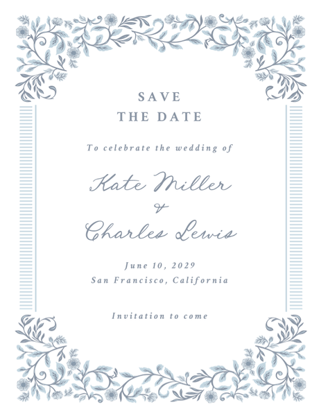 Pirouette Portrait | Baby Blue | Zola Save The Dates