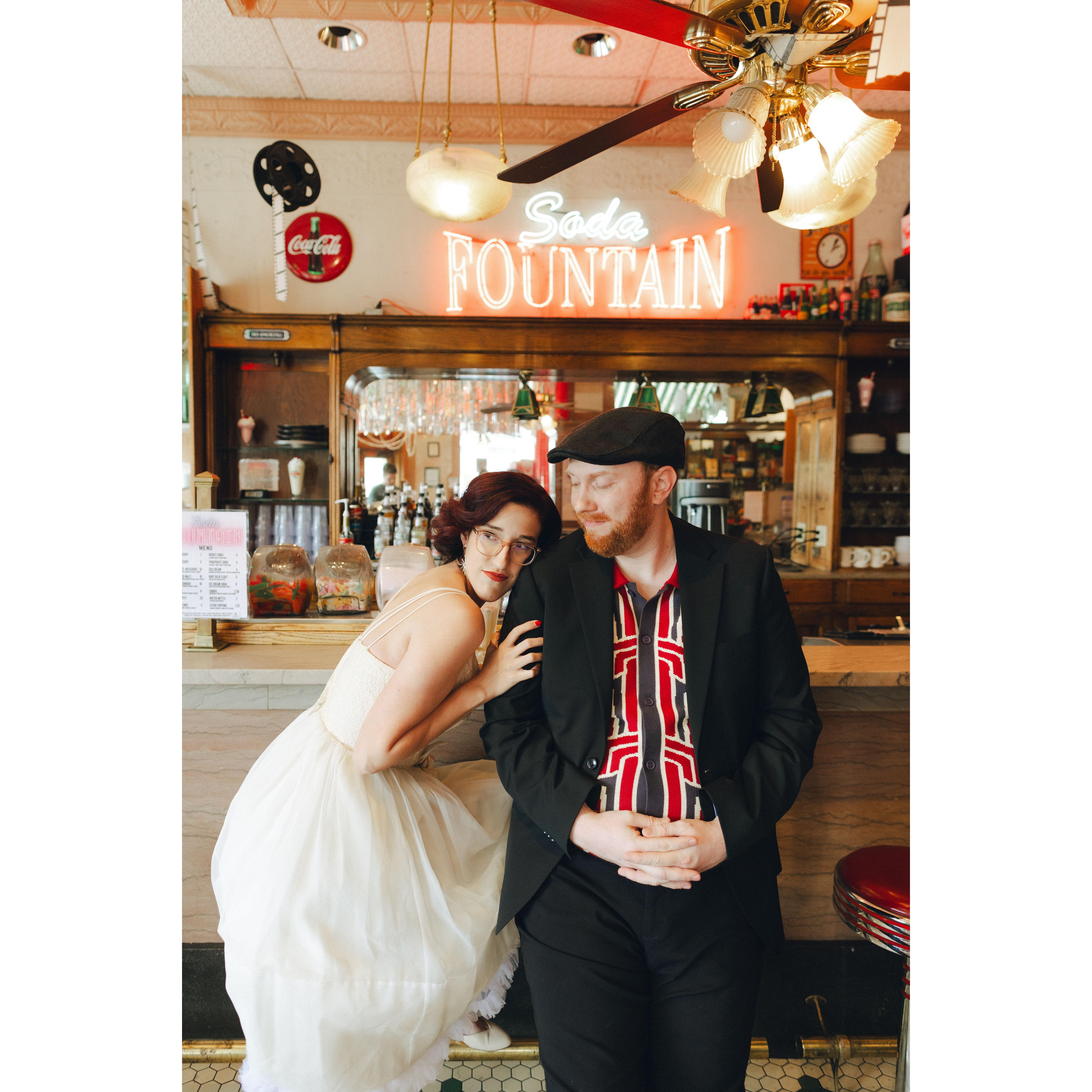 Taken at the Fair Oaks Pharmacy & Soda Fountain in Pasadena. Photo by Emilee Brown Photography