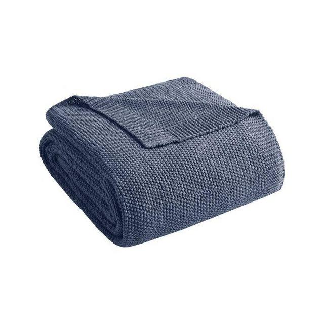 Bree Knit Bed Blanket- Twin Indigo