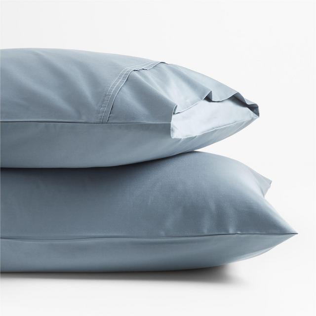 Organic 400 Thread Count Sateen Blue Pillow Cases King, Set of 2