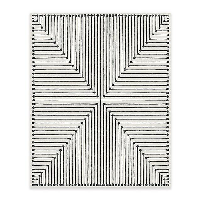 Ruggable x Jonathan Adler – Inkdrop Black & Ivory – Machine Washable Runner Rug – Pet & Child Friendly – Stain & Water Resistant – Non-Slip – 9'x12'