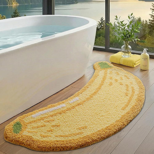 LUMI Cute Bathroom Rugs, Funny Fruit Runner Rug, Soft Plush Fluffy Bath Mat, Absorbent, Non-Slip for Bathroom, Kitchen Sink, Bedroom, Kid's Bedroom, and Living Room, 24"x51", Banana