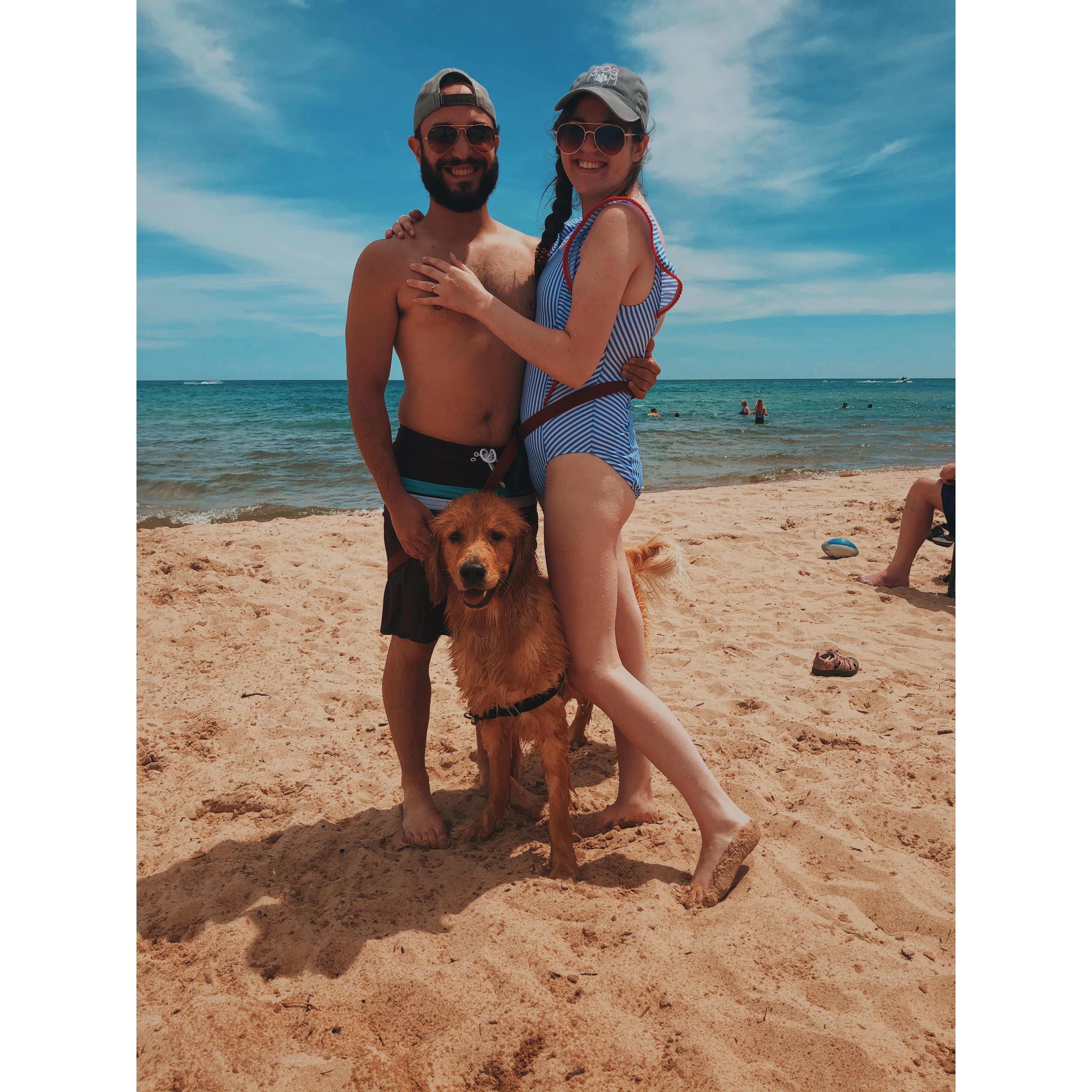 Taken at our first time at the beach (during our first camping trip). Also Getty's first time!