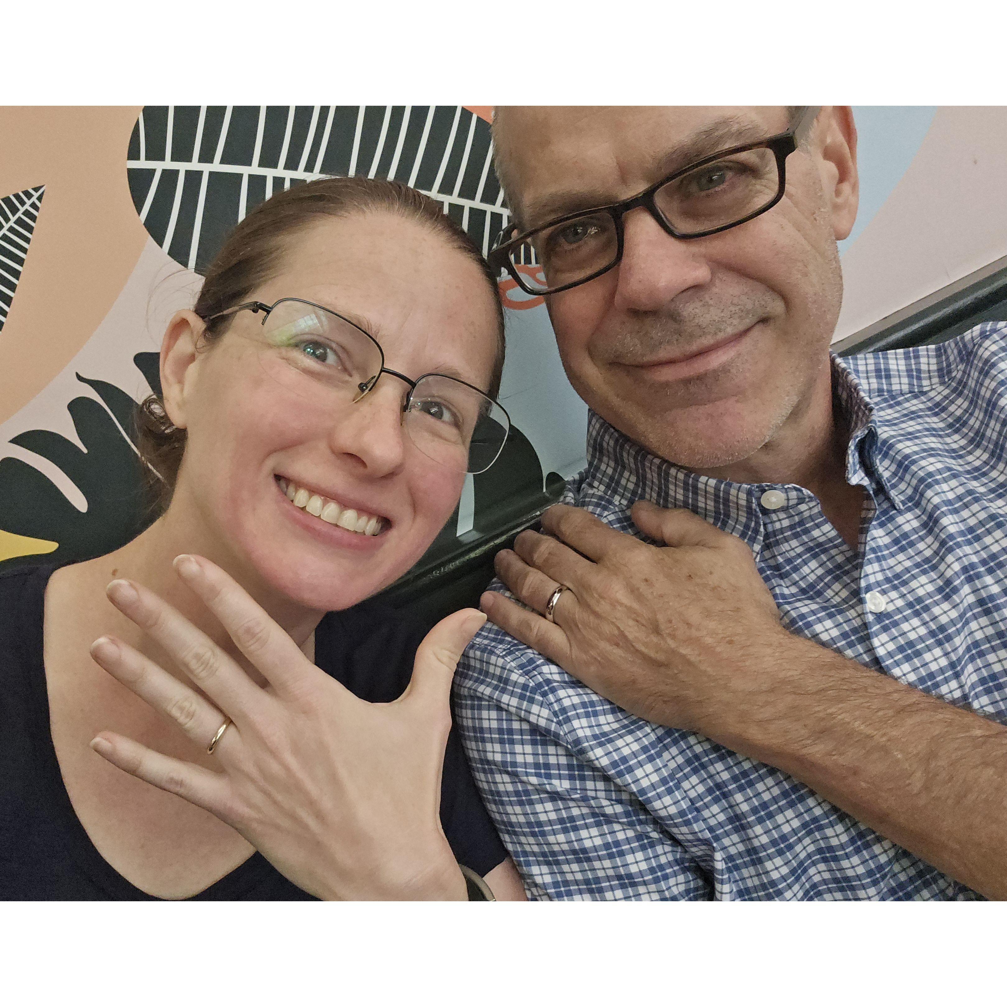 At breakfast, just after getting hitched! (June 13th, 2024)