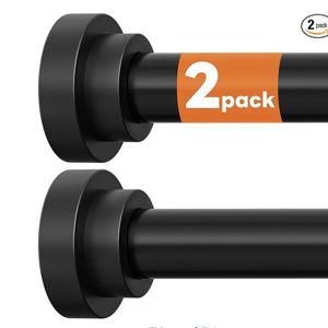 STARLATTA 2 Pack Shower Curtain Rods:43-78 Inch No Drilling Tension Rods, 1" Diameter Heavy Duty Adjustable, Stainless Steel Rust-Proof Spring Anti-Slip Curtain Rod for Bathroom (Black,78'')