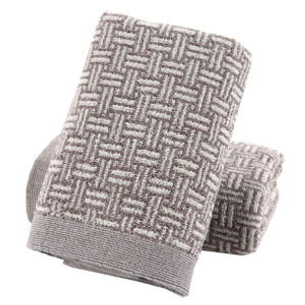 (BROWN) Hand Towels Set of 2 100% Cotton Checkered Pattern Absorbent Soft Decorative Towel for Bathroom (Brown)