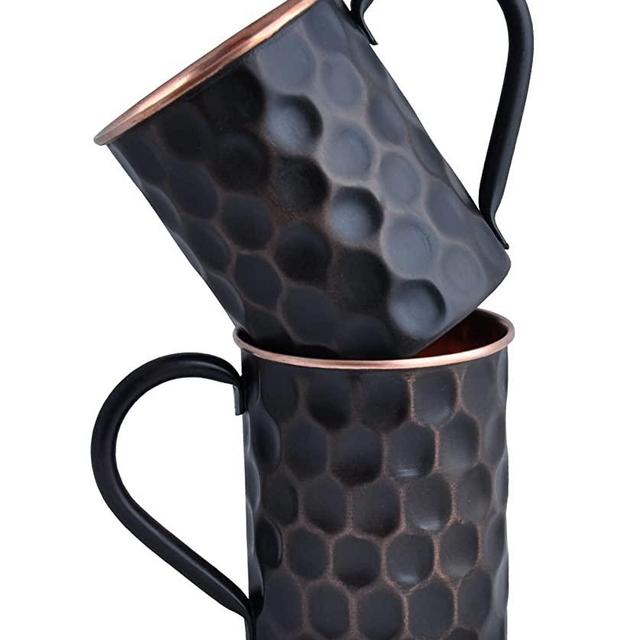 Staglife 20 Oz Black Diamond Moscow Mule Copper Mugs & Copper Cups for Moscow Mules Hammered Finish Set of 2