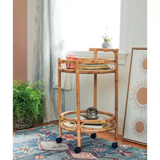 Wild Sage™ Daza Round Rattan Bar Cart in Natural