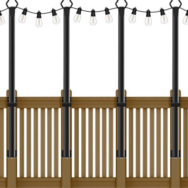 NUERPO 4 Pack String Light Poles,5Ft Metal Poles with Fork for Outdoor String Lights,Outdoor Light Poles with Fork,Poles/Post/Stand for Outside,Patio,Deck,Backyard,Garden Wedding,Party