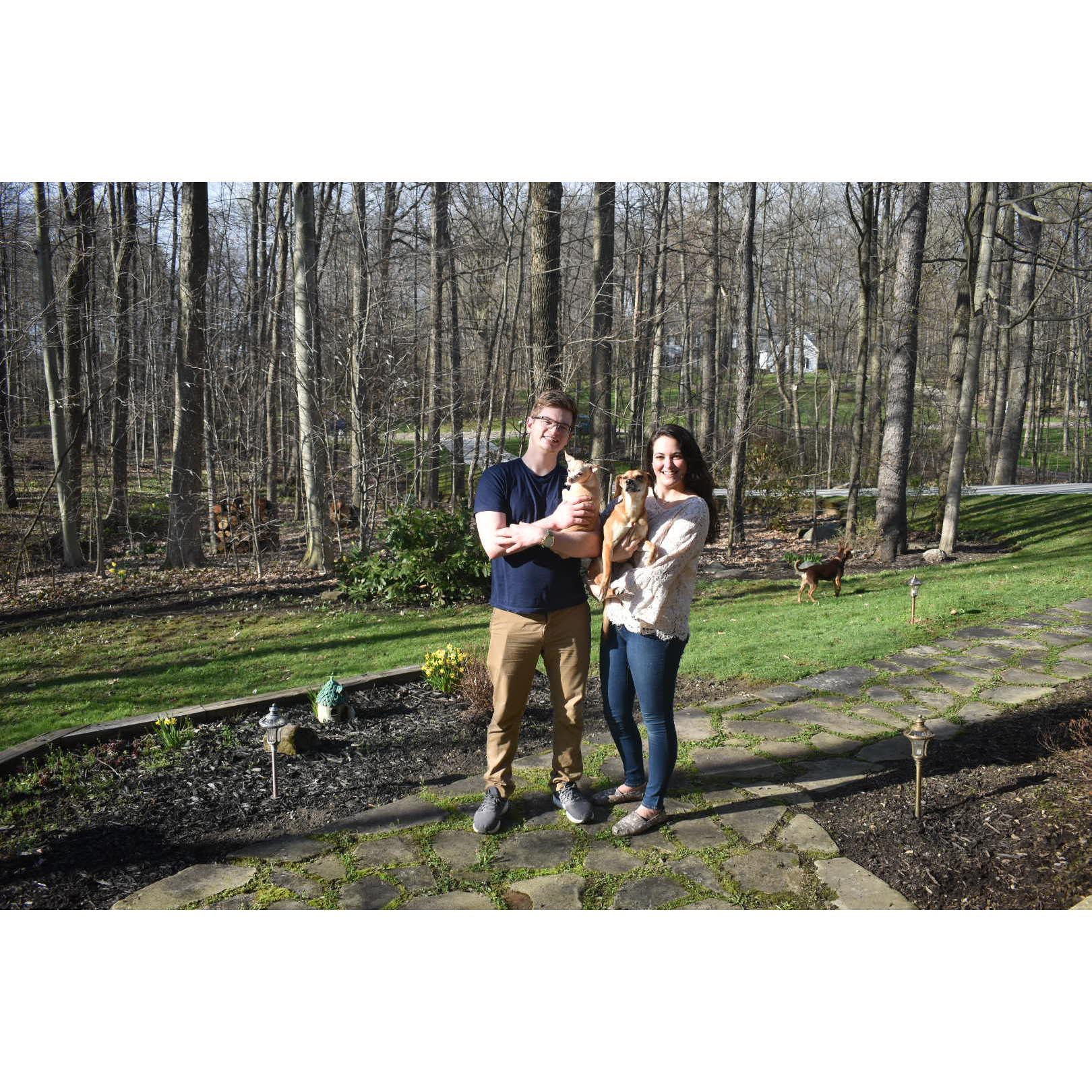 Hazel and Coco at Easter with the Piscuras