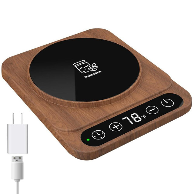 Pakusane Sourdough Starter Warmer 2.0 with USB Adapter for Kitchen, Precise 1°F Thermostat Control (70-100°F), Auto Warming On/Off, 12-Hour Timer, Game Changer for Home Baking USB Plug Wood Style
