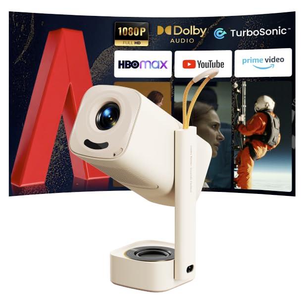 Yaber T1 Pro4 Mini Projector with WiFi and Bluetooth, Dolby Audio & Turbo Sonic Bass, Auto Focus & Keystone, Native 1080 FHD with HDR10, Portable Projector for Outdoor Indoor Use