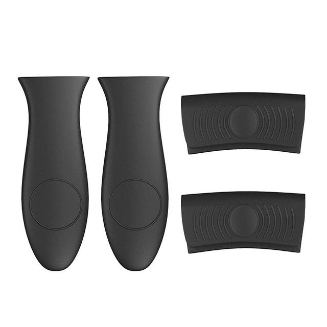 4 Pack Pot Holders for Kitchen, No-Slip Cast Iron Handle Cover Protect Your Hands, Heat Resistant Silicone Hot Handle Holder for Skillets, Frying Pans & Griddles, Metal and Aluminum Cookware Handles