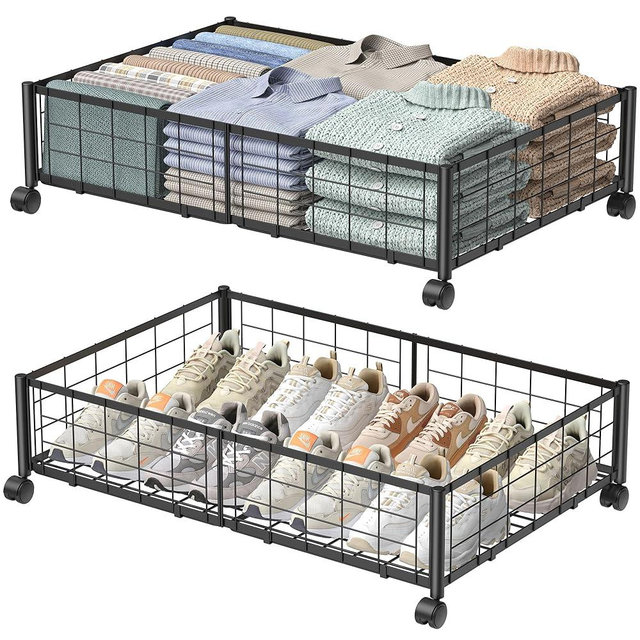Hleelomi Under Bed Storage with Wheels, 360° Rotating, No-Assembly Underbed Storage Containers, 2PACK