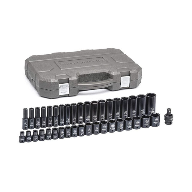 GEARWRENCH 39 Pc. 1/2" Drive 6 Pt. Impact Socket Set, Standard & Deep, Metric - 84948N