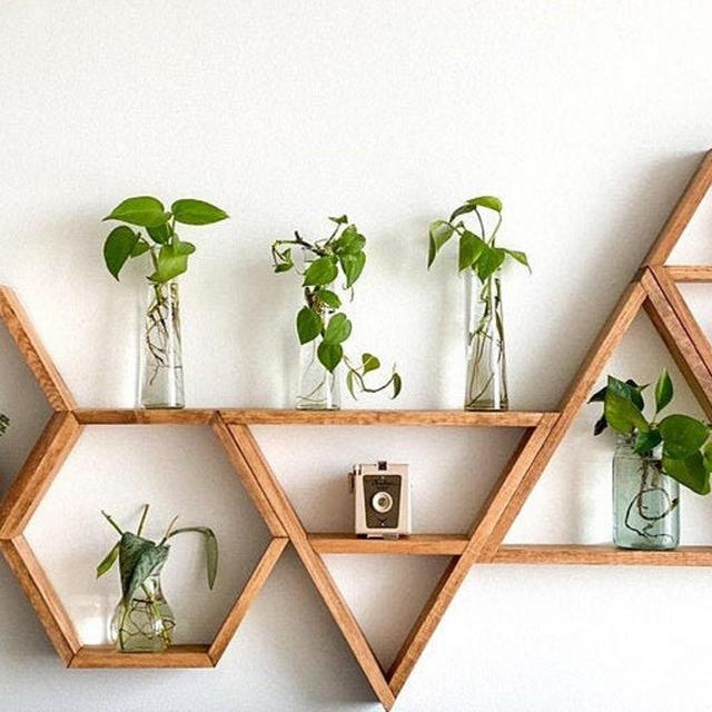 Set of Five Wood Hexagons and Triangles...