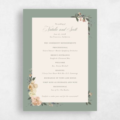 Sage, Green Wedding Program - Reagan