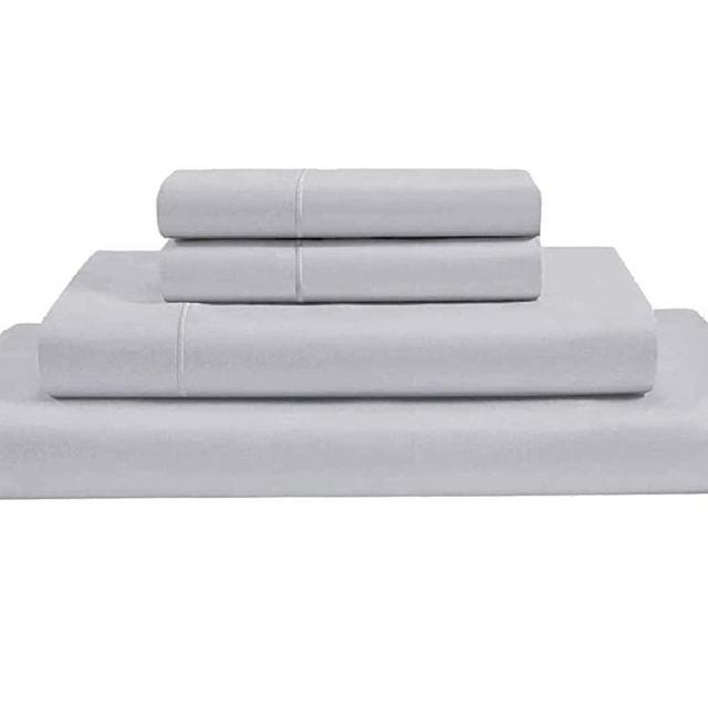 Auroville 100% Giza Egyptian Cotton Bed Sheet Set Certified Giza Long Staple Cotton Smooth Finish Fits Mattress Upto 18'' Deep Pocket Giza Dreams Sheets - Light Grey, Queen