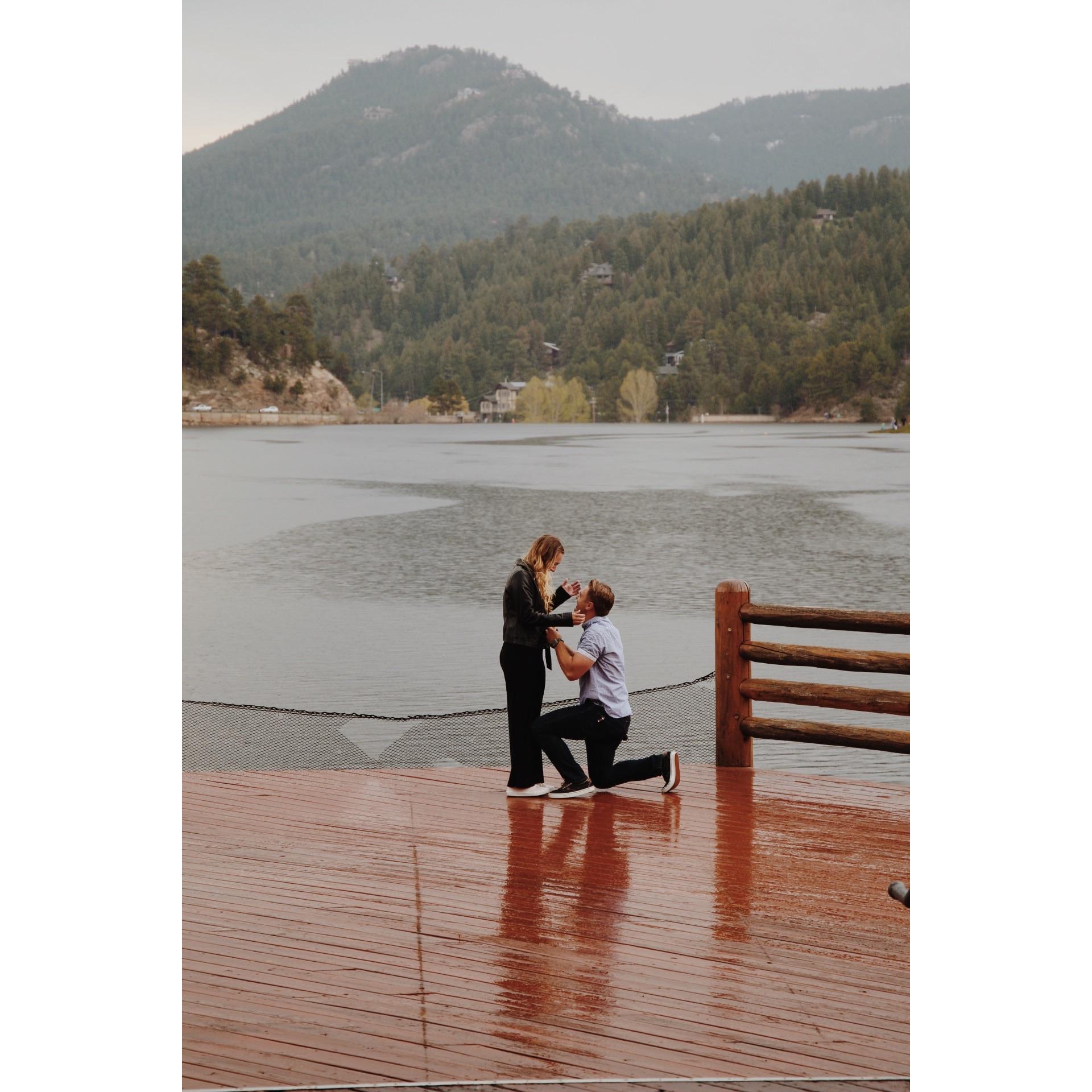 Nick managed to get all the family together socially distanced outside and got down on one knee with everyone there to ask me to be his wife