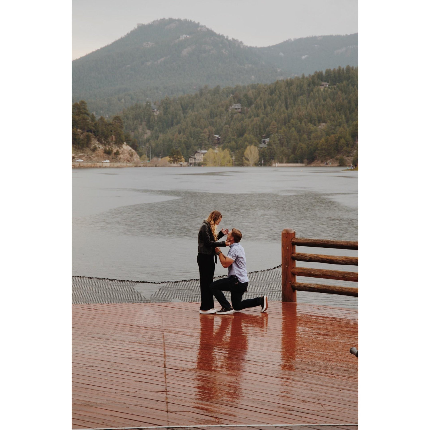 Nick managed to get all the family together socially distanced outside and got down on one knee with everyone there to ask me to be his wife