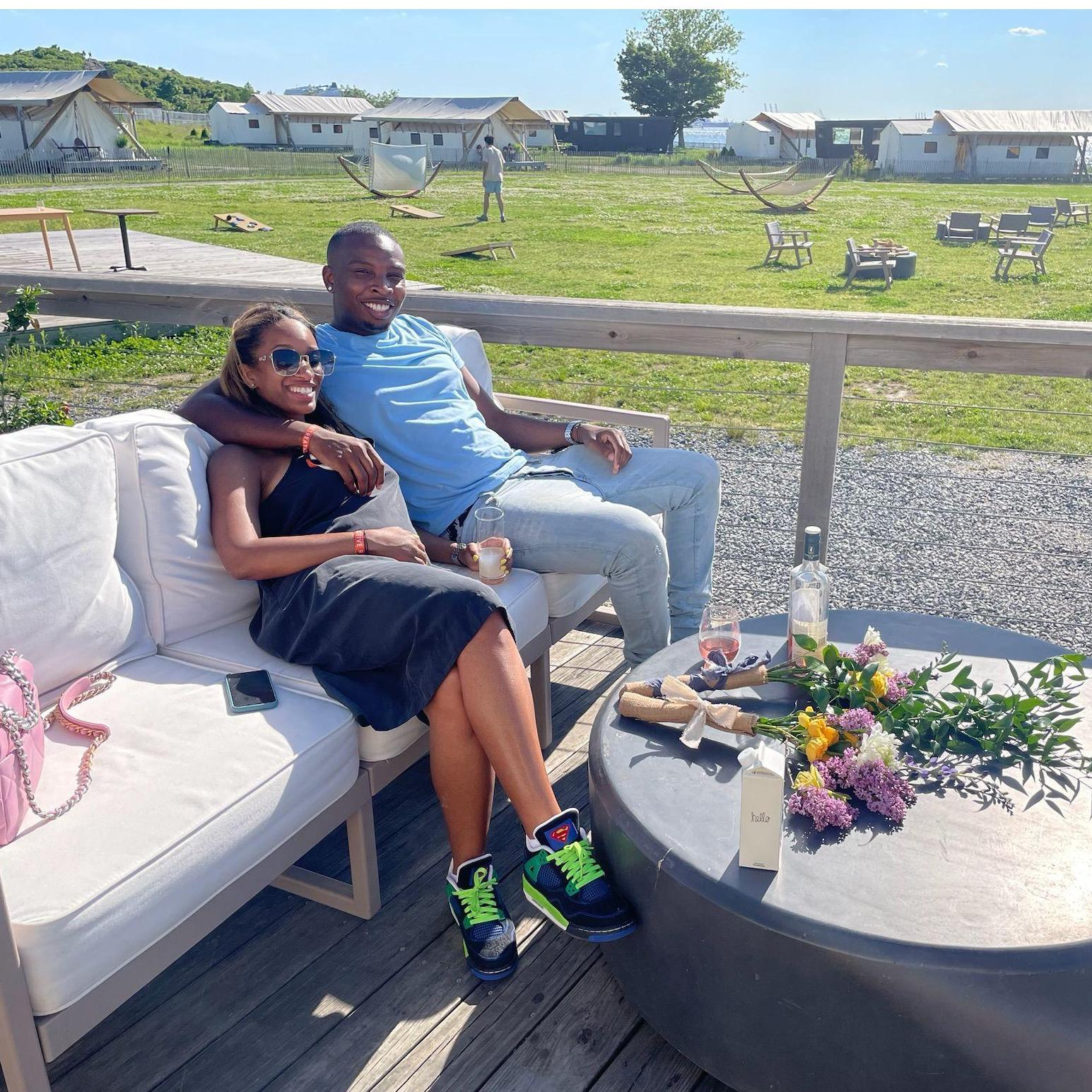 Enjoying the Governors Island sun after a flower arranging class