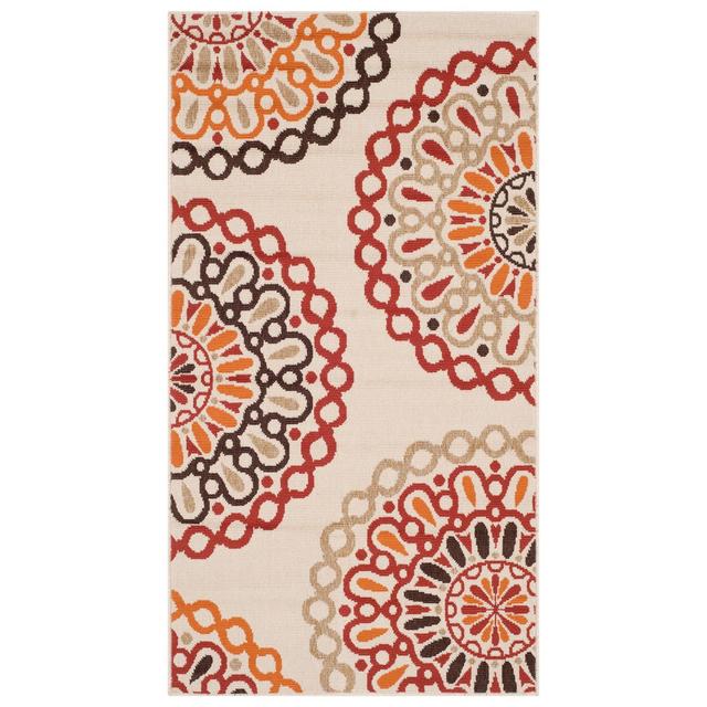 4' x 5'7" Mayleen Outdoor Rug Cream/Red - Safavieh
