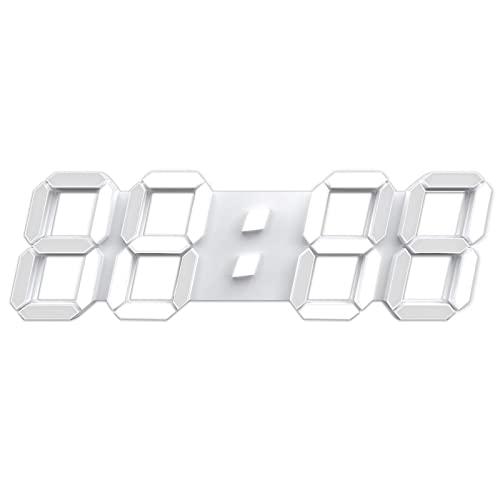 3D LED Wall Clock 15” Remote Control Digital Timer Nightlight Watch Alarm Clock for Warehouse Office Home Living Room,12/24 Hour Display, Brightness to Adjust