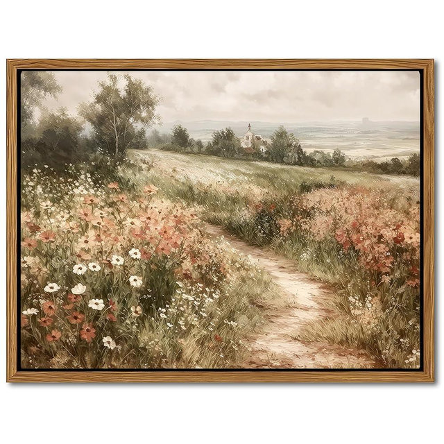 Vintage Framed Wall Art for Living Room – Vintage Wildflower Pictures Oil Paintings Canvas Prints – Country Flower Modern Farmhouse Wall Decor for Bathroom Bedroom Home Office – 12x16in