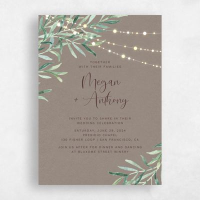 Taupe, Brown Wedding Invitation - Saranac Portrait