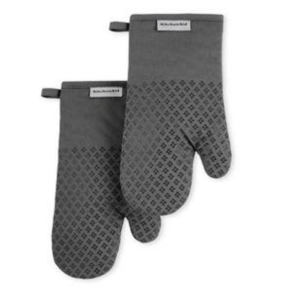 KitchenAid 2pk Cotton Asteroid Oven Mitts Dark Gray