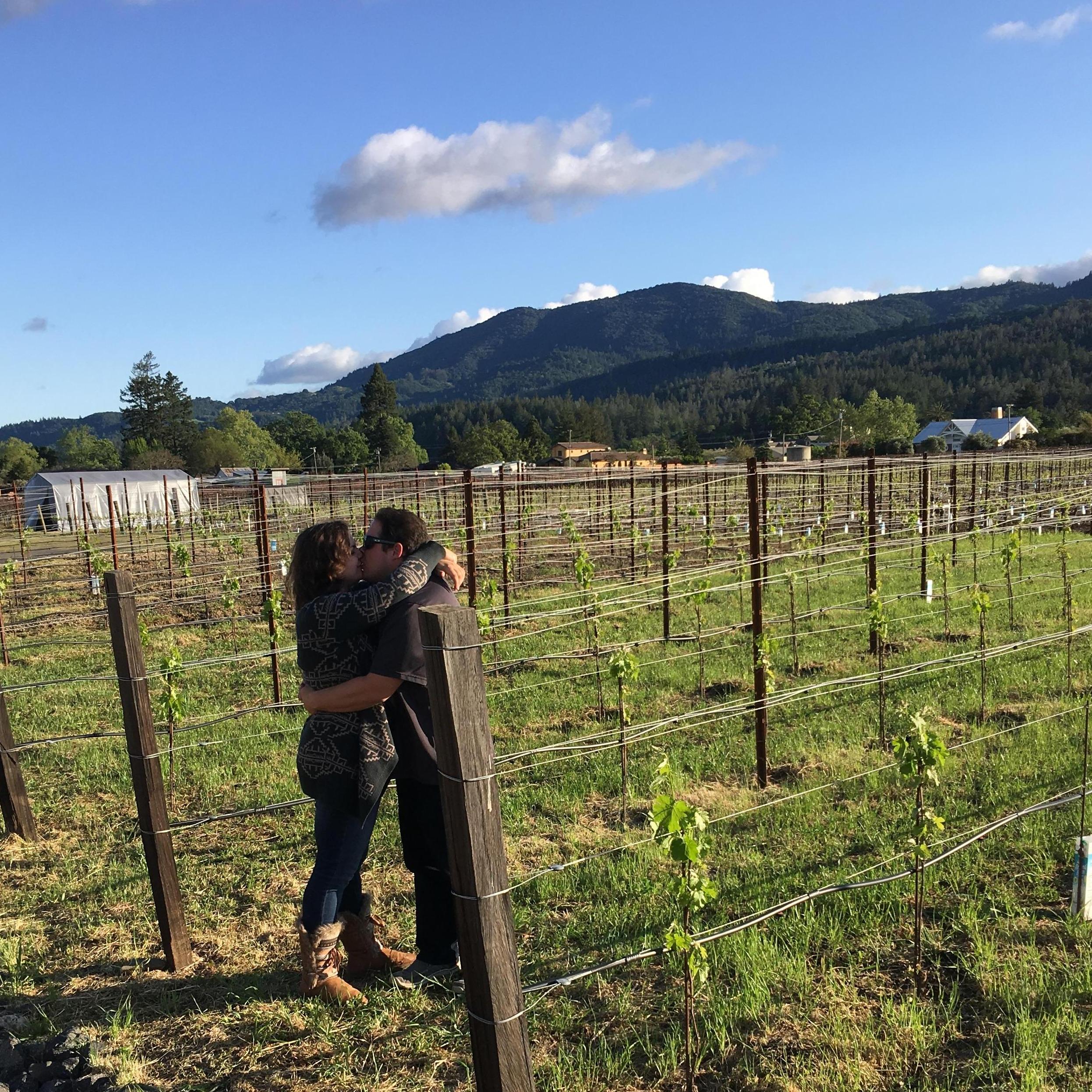 Smooching after wine tasting.