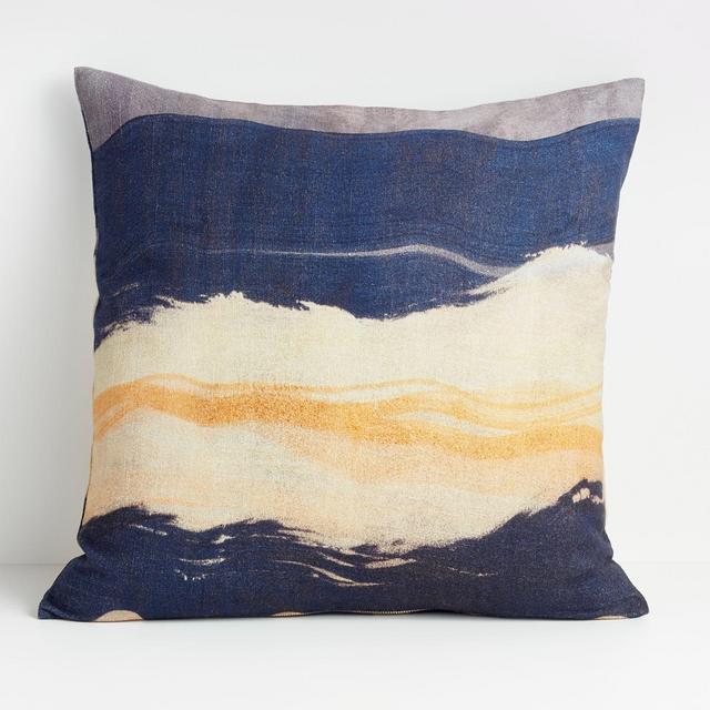 Paramo 23" Blue Watercolor Pillow with Feather-Down Insert