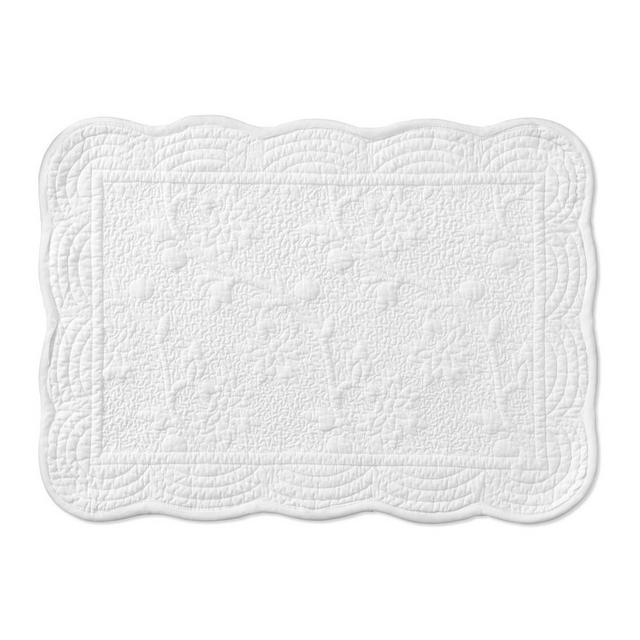 Vine Floral Boutis Scalloped Place Mats, Set of 4 White