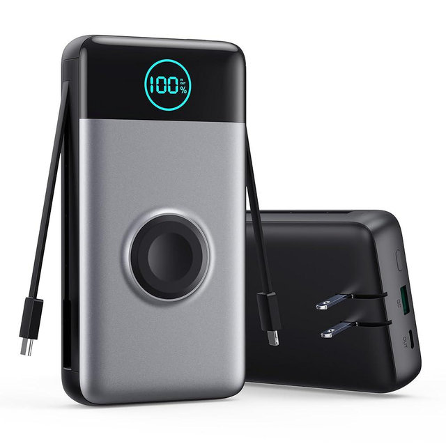 Portable Charger for iPhone, 40800mAh Power Bank with Built-in Cables & AC Wall Plug, All in One 5 Outputs USB C Fast Charging External Battery Pack for iPhone 17/16/15/14, Android, Travel Essential