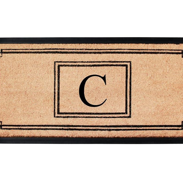 A1HC Natural Coir Monogrammed Doormat for Outdoor Entrance, Heavy Duty, Low Profile, Anti-Shed Treated Front Door Mat, Easy to Clean, Long Lasting Entryway Doormats - 24"x48"