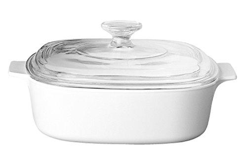 CorningWare 2 Litre Pyroceram Glass Classics Square Casserole, White