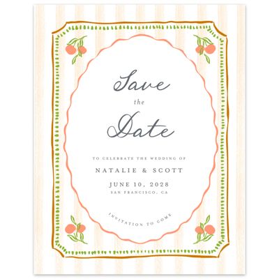 Peach, Orange Wedding Digital Save the Date - Jardine Portrait
