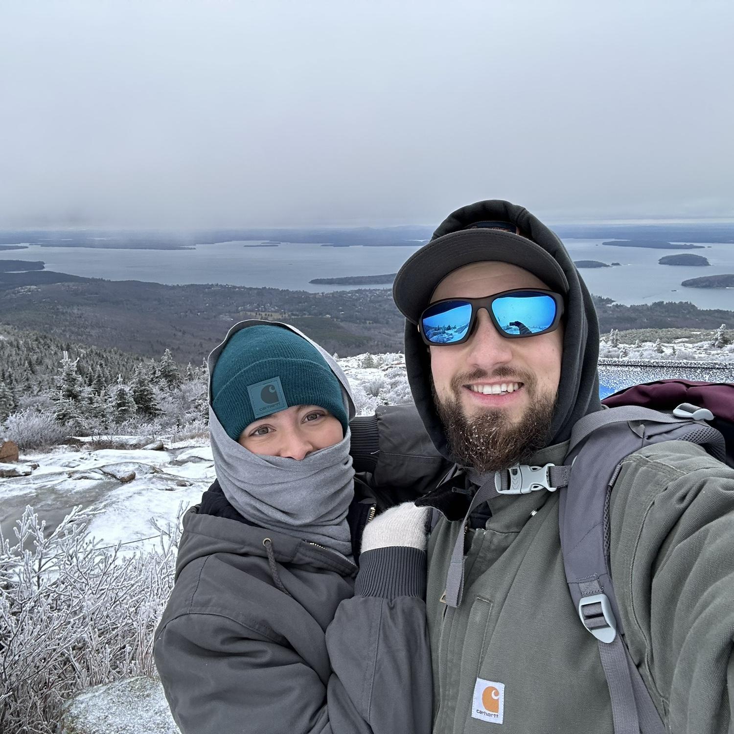 A freezing cold hike to the top of Cadillac Mountain at Acadia National Park on New Year’s Day!