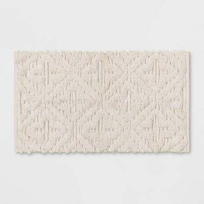 Textured Diamond Shag Bath Rug Cream - Opalhouse™