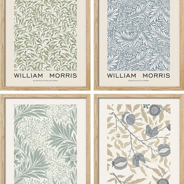 SIGNWIN Framed Poster William Morris Blue & Green Floral Pattern Wilderness Nature Illustrations Fine Art Decorative Country/Farmhouse Vintage for Living Room, Bedroom, Office - 11"x14"x4 NATURAL
