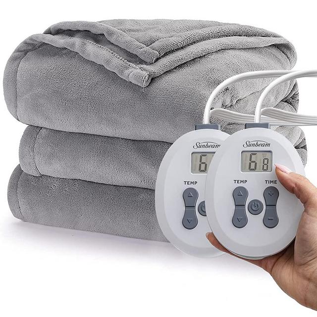 Sunbeam Royal Luxe Dove Grey Heated Blanket - King