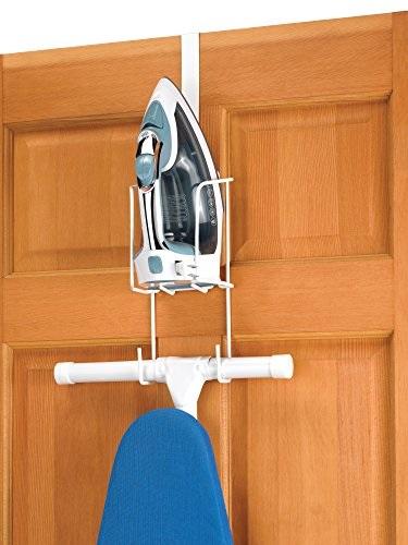 whitmor wire over the door ironing caddy - iron and ironing board storage organizer