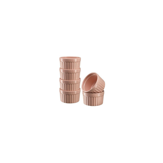 Kook Porcelain Ramekins, 10 oz, Set of 6, Pink