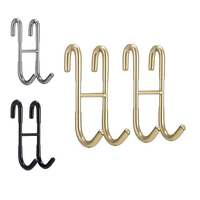 VAEHOLD Black Adhesive Hooks 6 Pack, Heavy Duty Wall Hooks Aluminum Hooks for Hanging Coat, Hat, Towel, Robe, Key, Clothes, Towel Hook Wall Mount