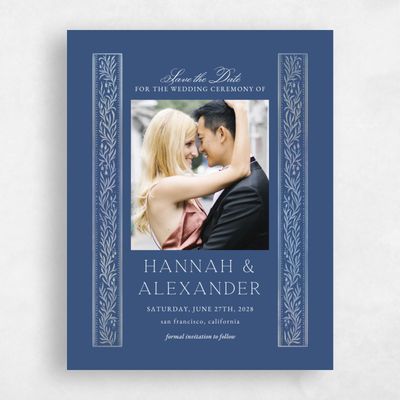Dark Cobalt, Blue Wedding Save the Date - Viridian Photo