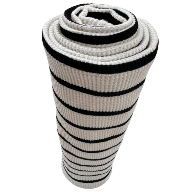 Organic Cotton Waffle Swaddle Blanket, Black Stripe