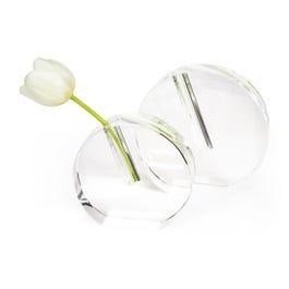 Tizo Crystal Glass Round Flat Bud Vase