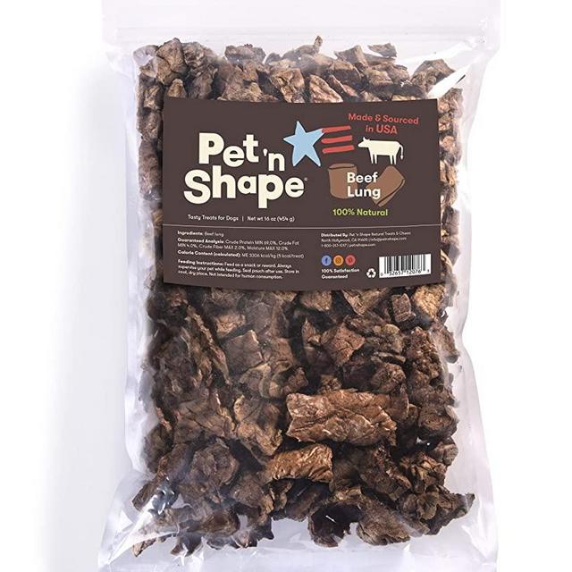 Pet 'n Shape Beef Lung Dog Treats – Made and Sourced in The USA - Natural Healthy Treats, 1 Pound