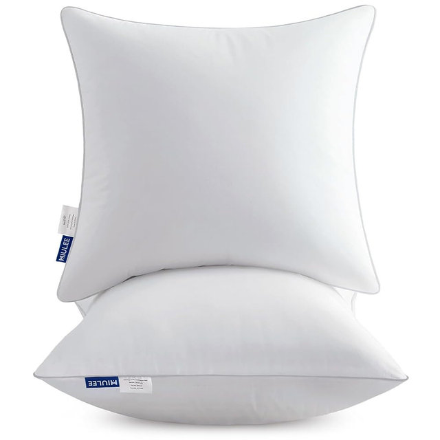 MIULEE 18x18 Pillow Inserts Pack of 2, Throw Pillow Inserts with 100% Cotton Cover, Square Decorative Pillow Inserts for Sofa Bed Couch Bench